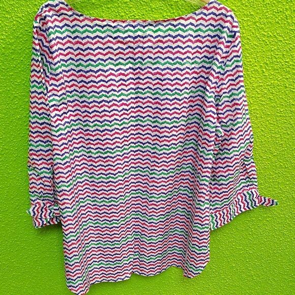 Talbots Boxy Pink and Blue Blouse - Picture 3 of 3